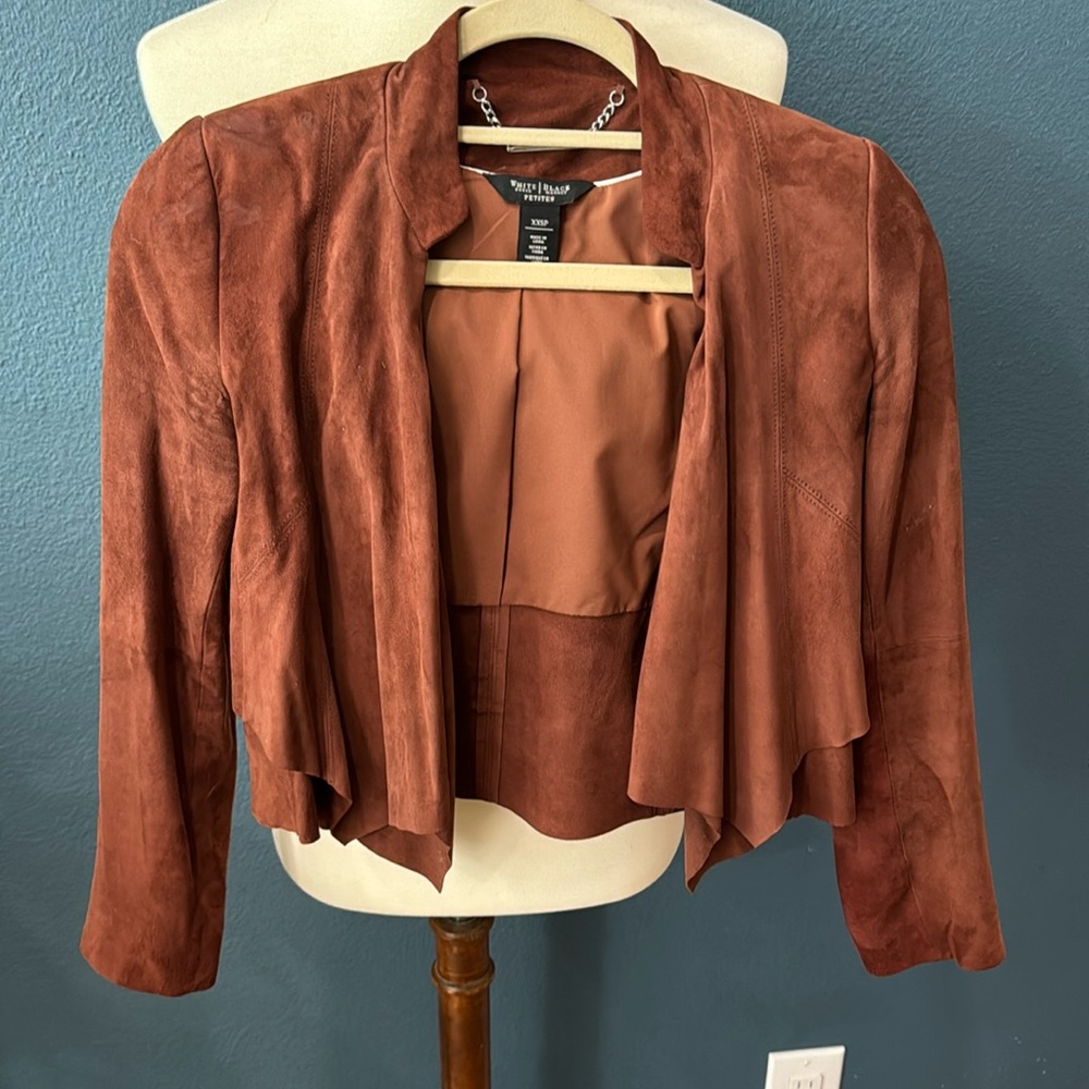 Brown suede leather jacket, new without tags